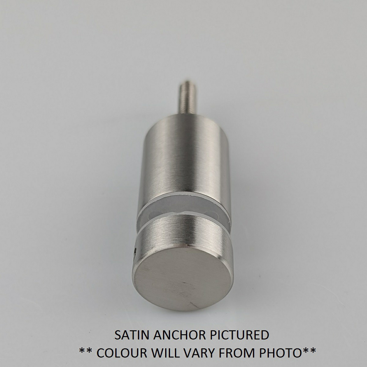 Glass Anchor 25mm diameter with a 30mm body - satin stainless steel pictured - colour will vary from picture
